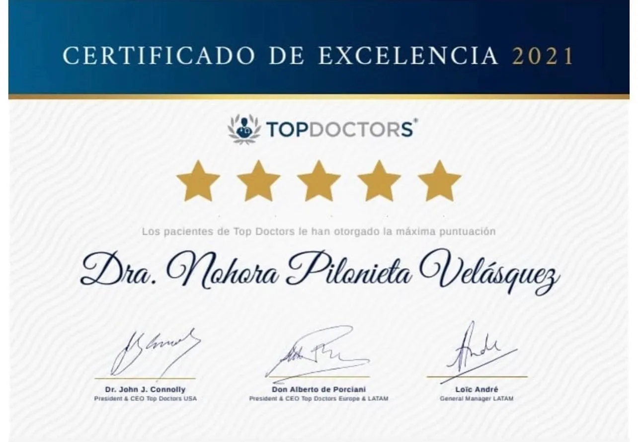 Certificado de Excelencia Top Doctors 2021